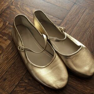 Zara Kids Gold Mary Jane Flats